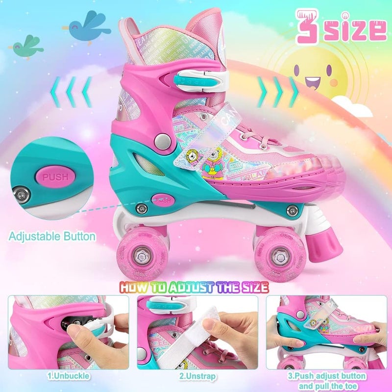 CANTAMI Roller Skates for Kids Girls Boys 4 Size Adjustable Kids Roller Skates with Wheels Light up for Children, Teens, Beginner & Advance, Indoor Outdoor - Image 2